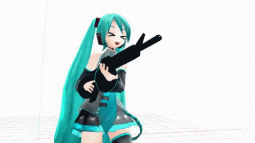 Hatsune Miku with a GUN
